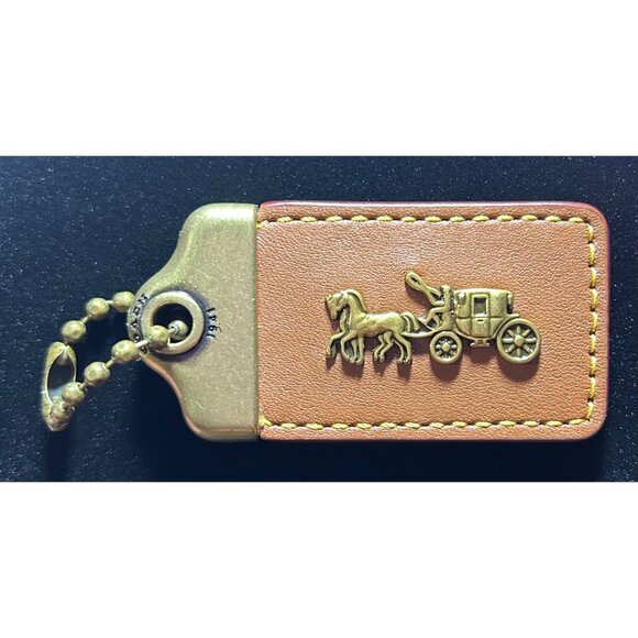 Coach Accessories - Vintage Coach 1941 Leather Hangtag Rogue Horse & Carriage Camel Oxblood Brass